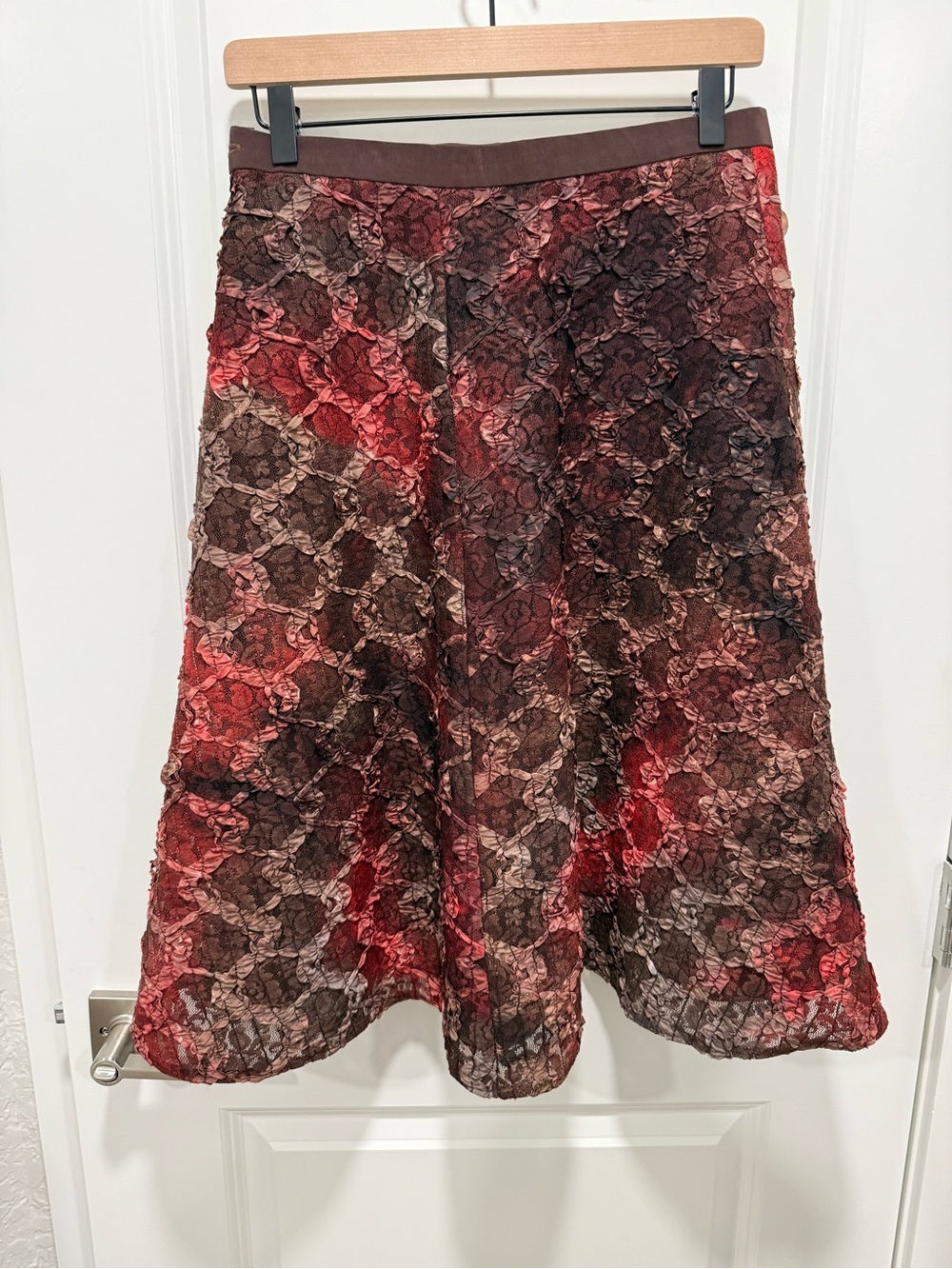 Rare Vintage Susan Gillis Browne Midi Skirt.-Moody Burgundy & Chocolate Pallet
